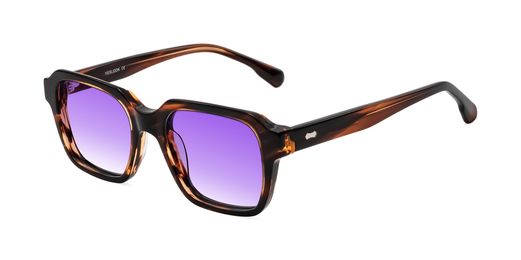 Angle of Harper in Brown Striped with Purple Gradient Lenses