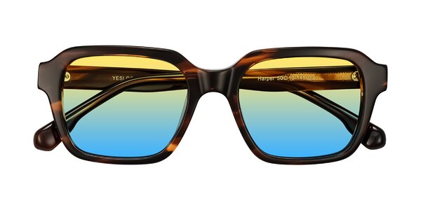 Front of Harper in Brown Striped