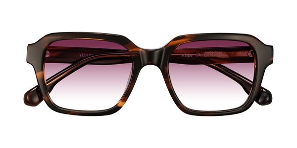 Front of Harper in Brown Striped