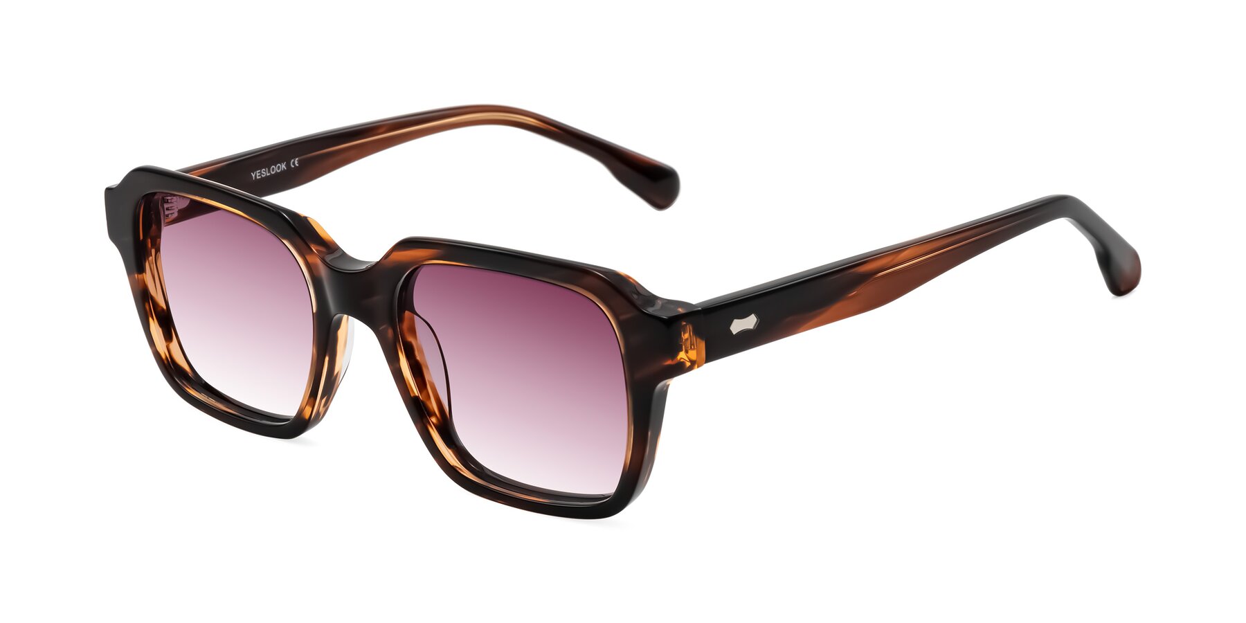 Angle of Harper in Brown Striped with Wine Gradient Lenses