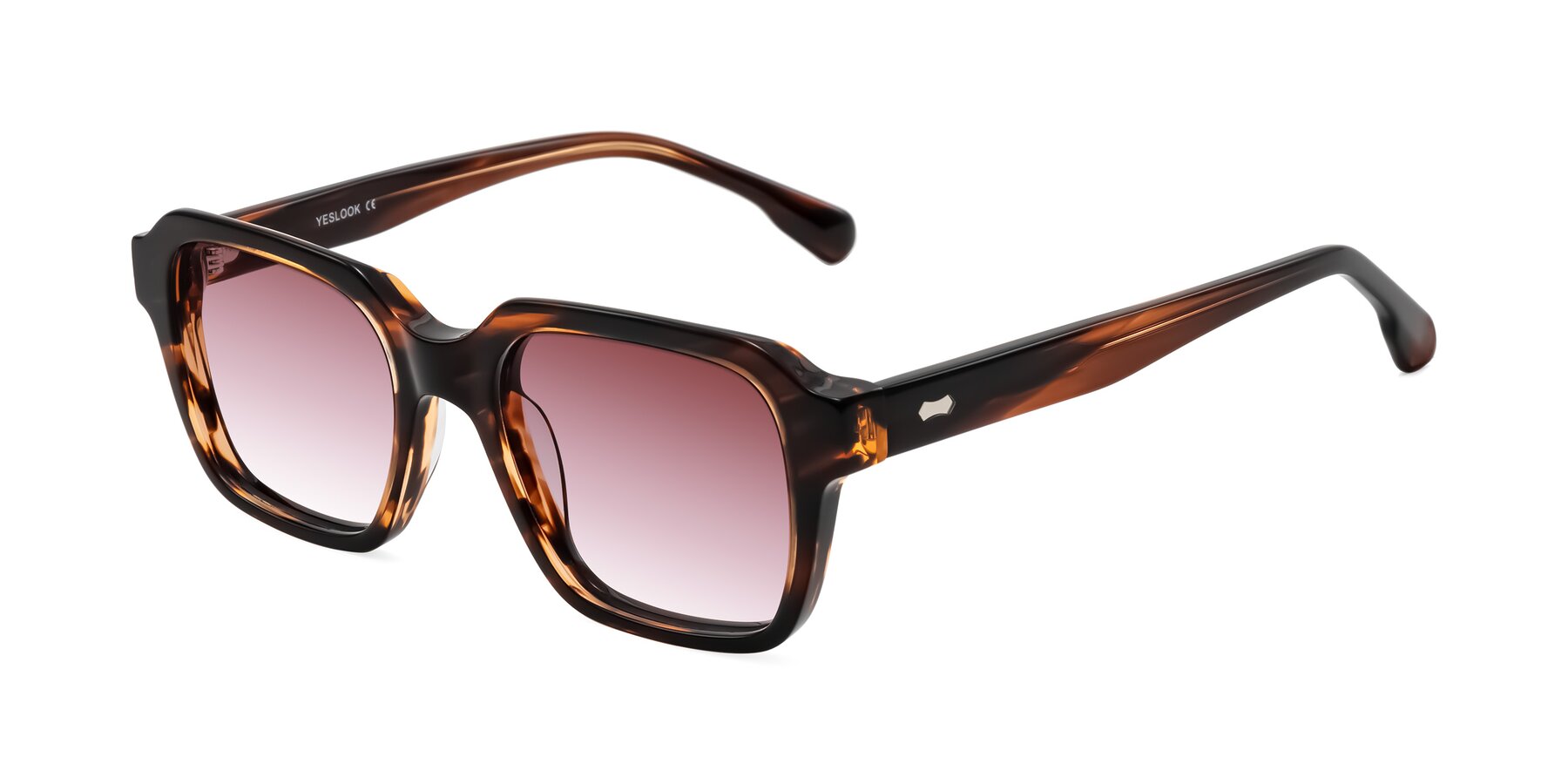 Angle of Harper in Brown Striped with Garnet Gradient Lenses