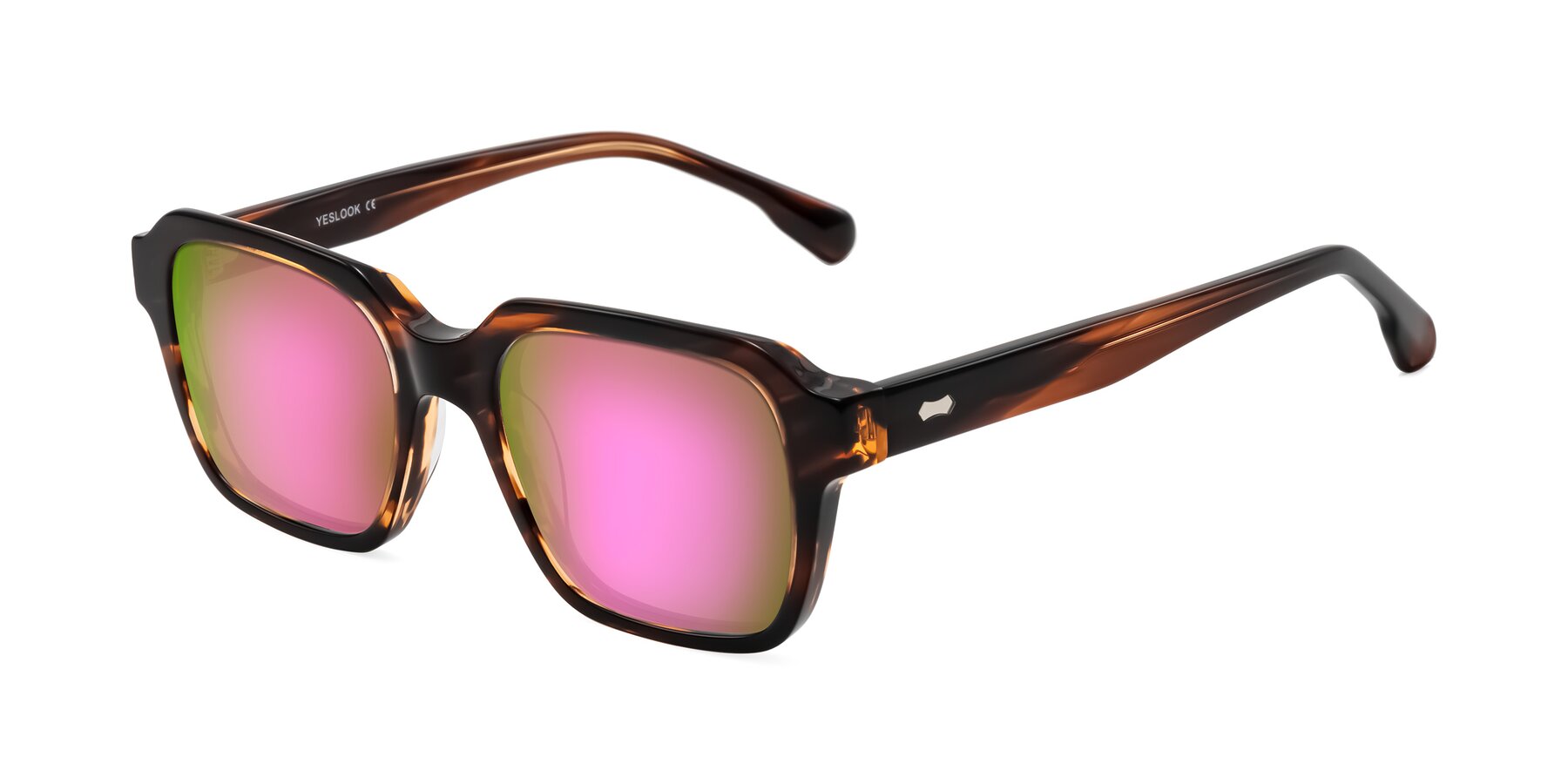 Angle of Harper in Brown Striped with Pink Mirrored Lenses