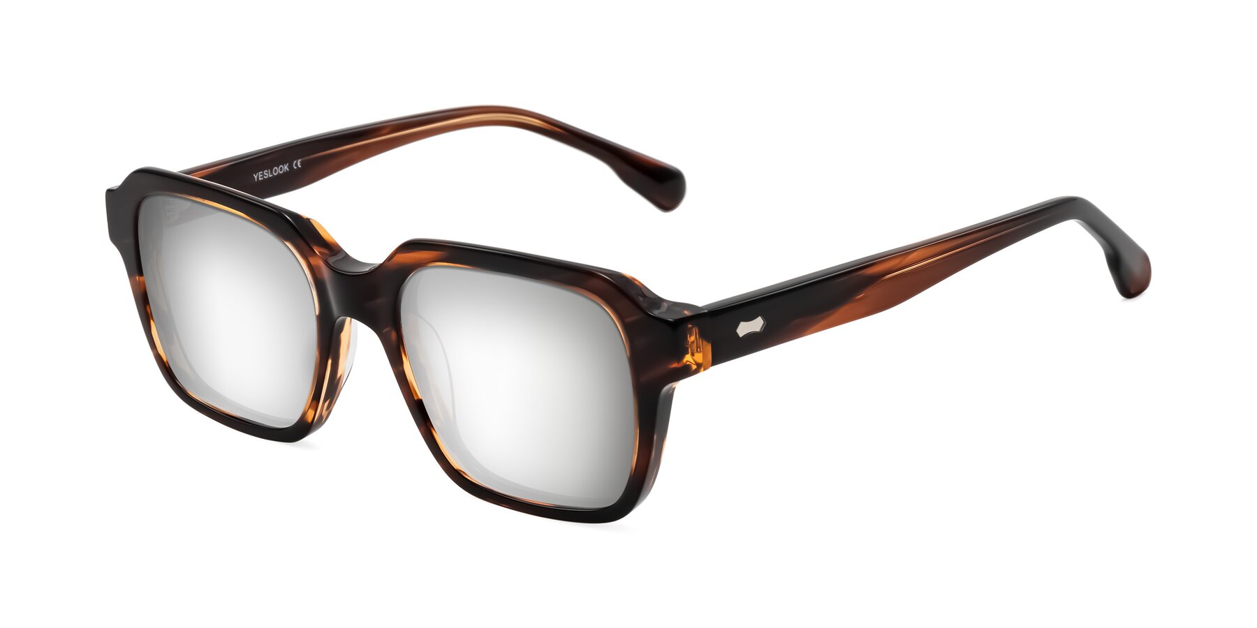Angle of Harper in Brown Striped with Silver Mirrored Lenses