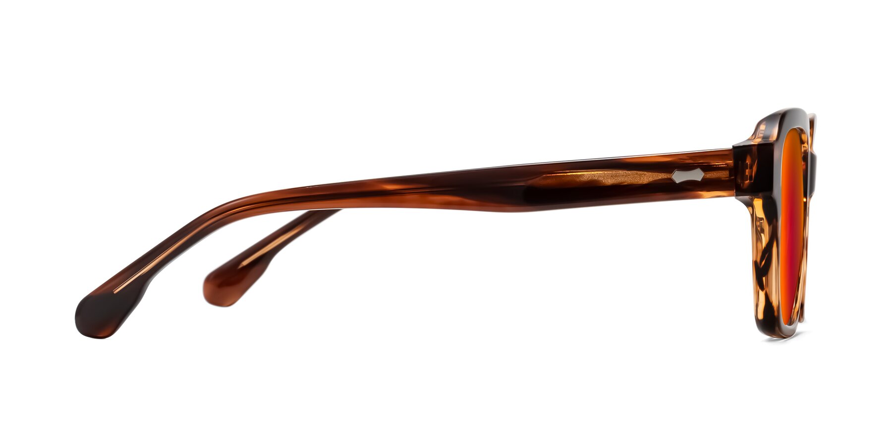 Side of Harper in Brown Striped with Red Gold Mirrored Lenses