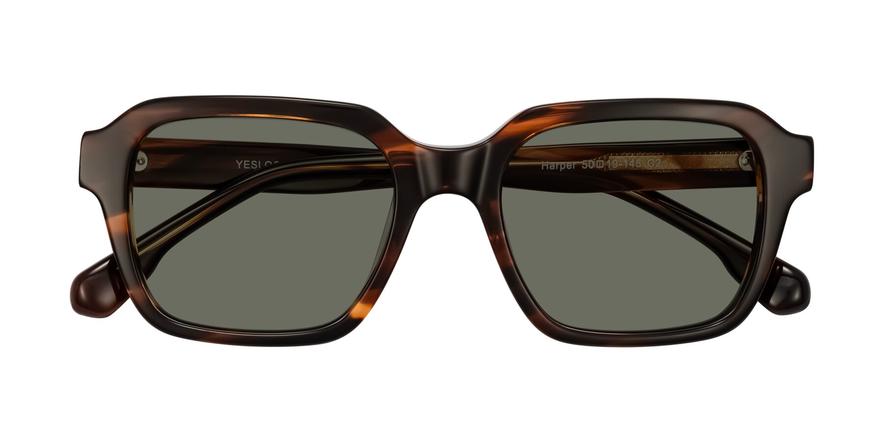 Folded Front of Harper in Brown Striped with Gray Polarized Lenses
