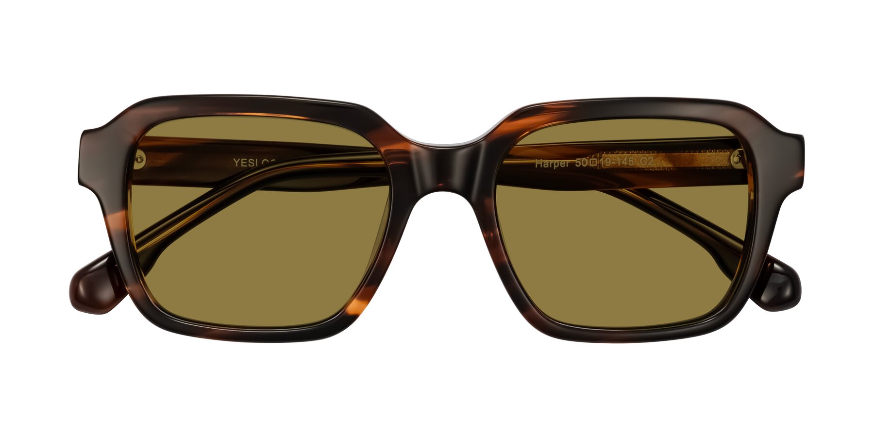 Folded Front of Harper in Brown Striped with Brown Polarized Lenses