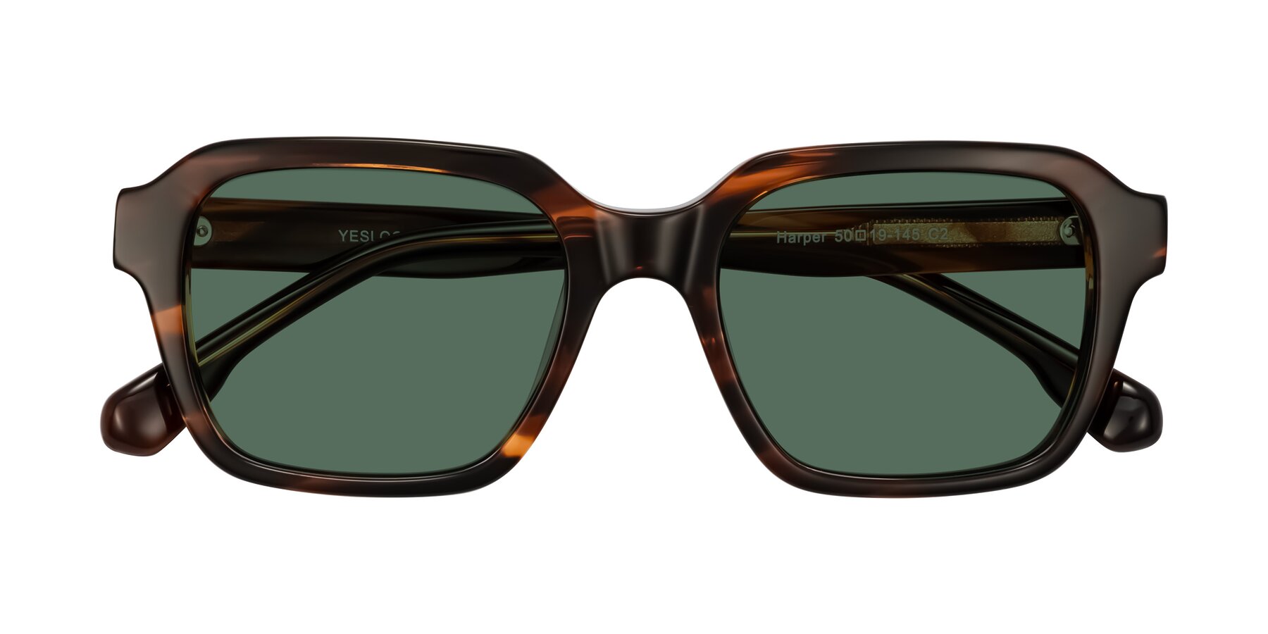 Folded Front of Harper in Brown Striped with Green Polarized Lenses