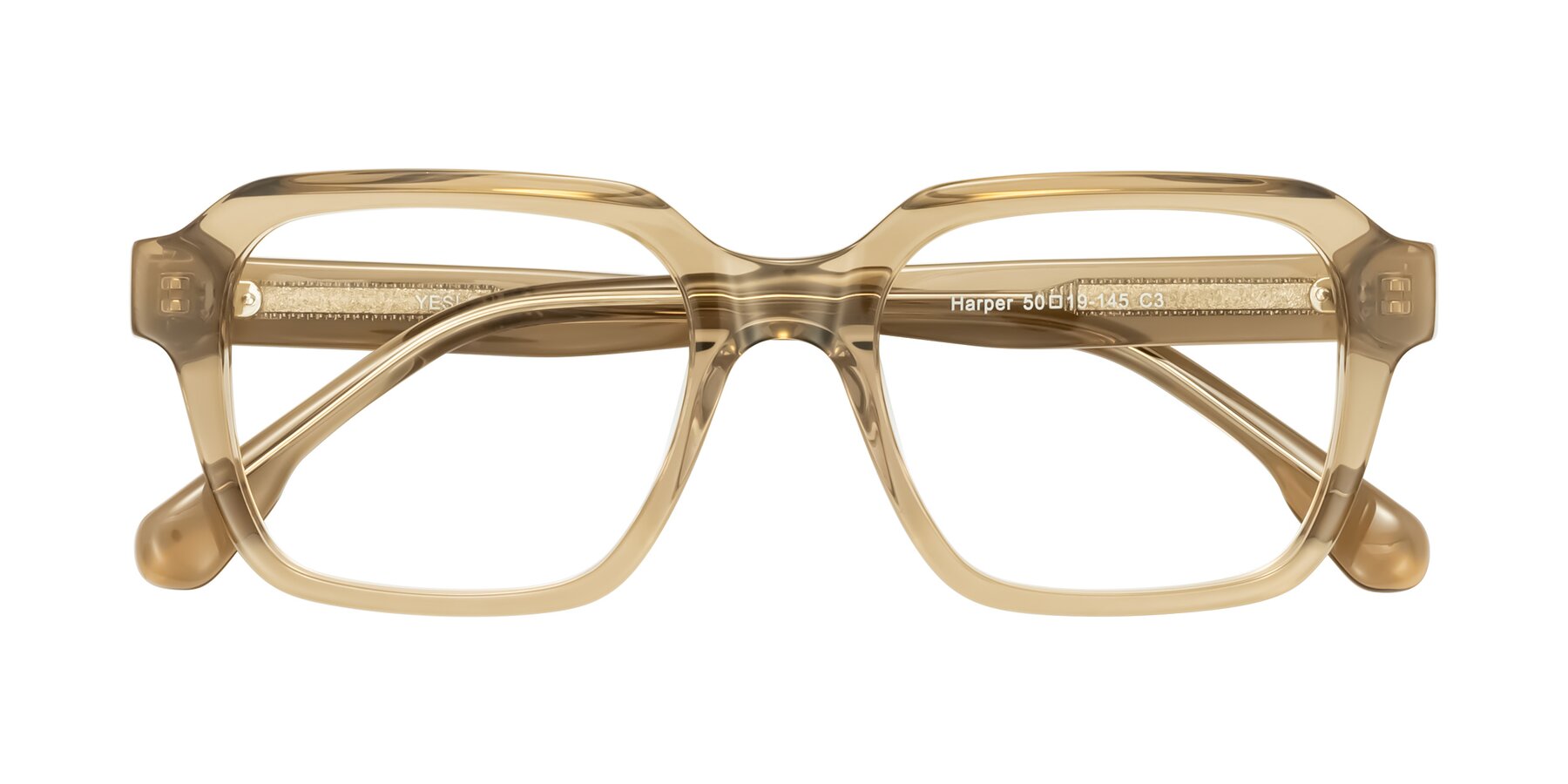 Folded Front of Harper in Champagne with Clear Reading Eyeglass Lenses