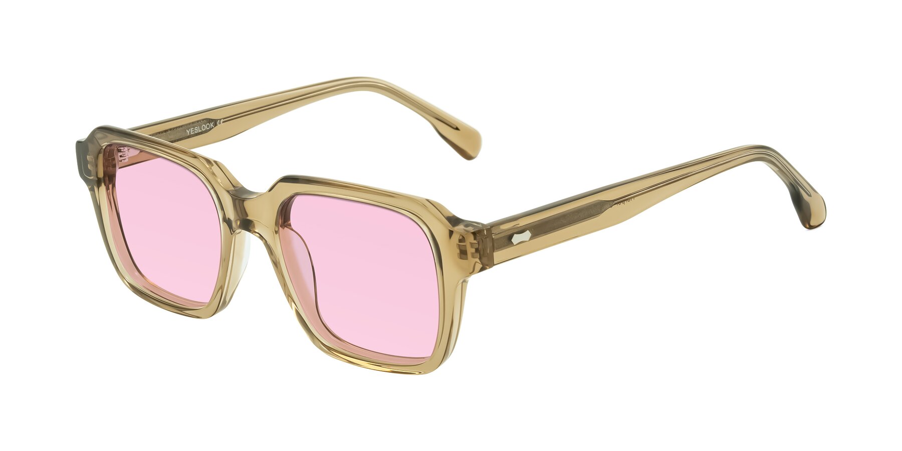 Angle of Harper in Champagne with Light Pink Tinted Lenses