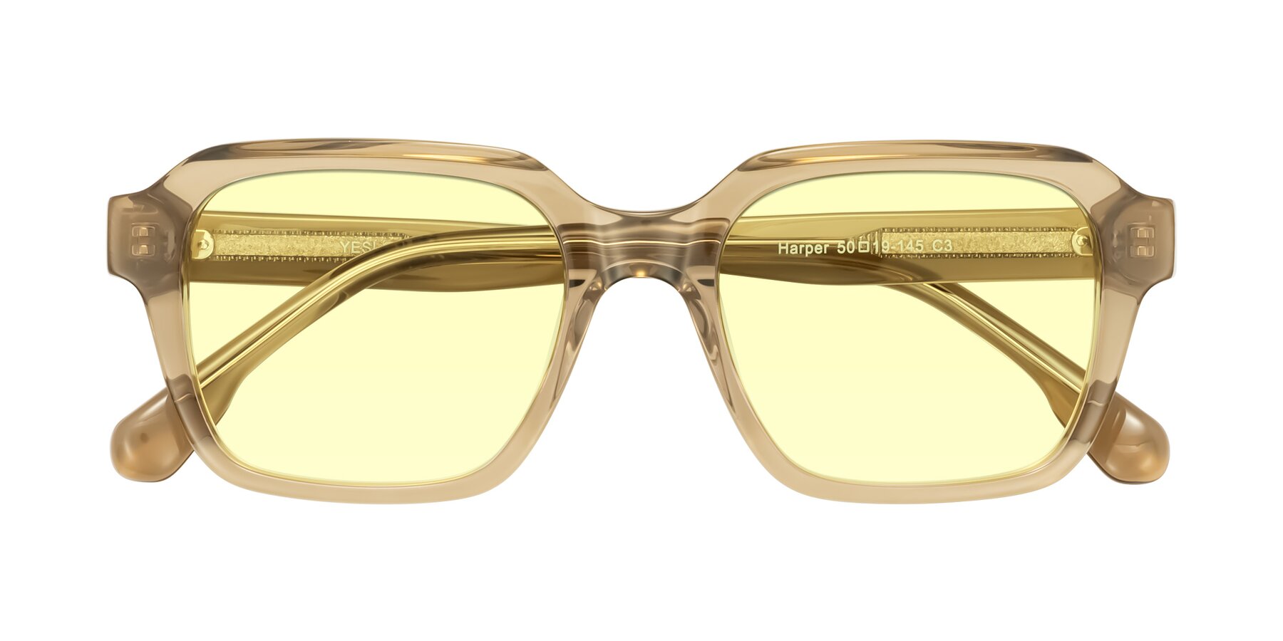 Folded Front of Harper in Champagne with Light Yellow Tinted Lenses