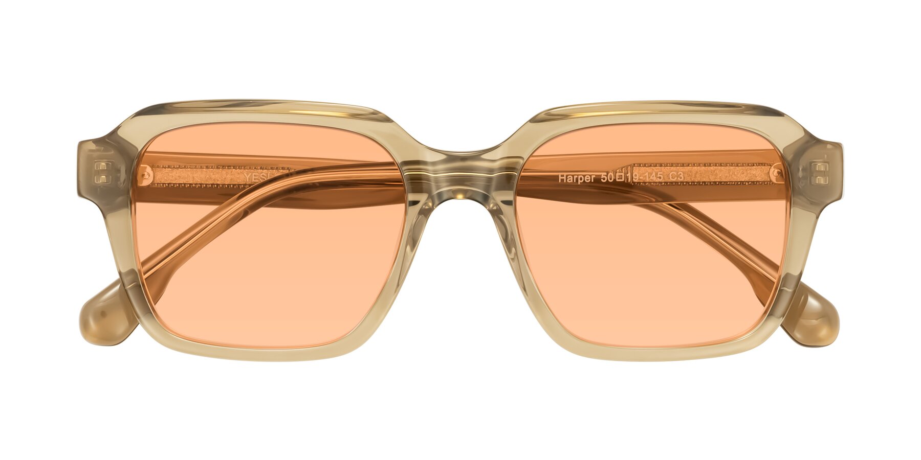 Folded Front of Harper in Champagne with Light Orange Tinted Lenses