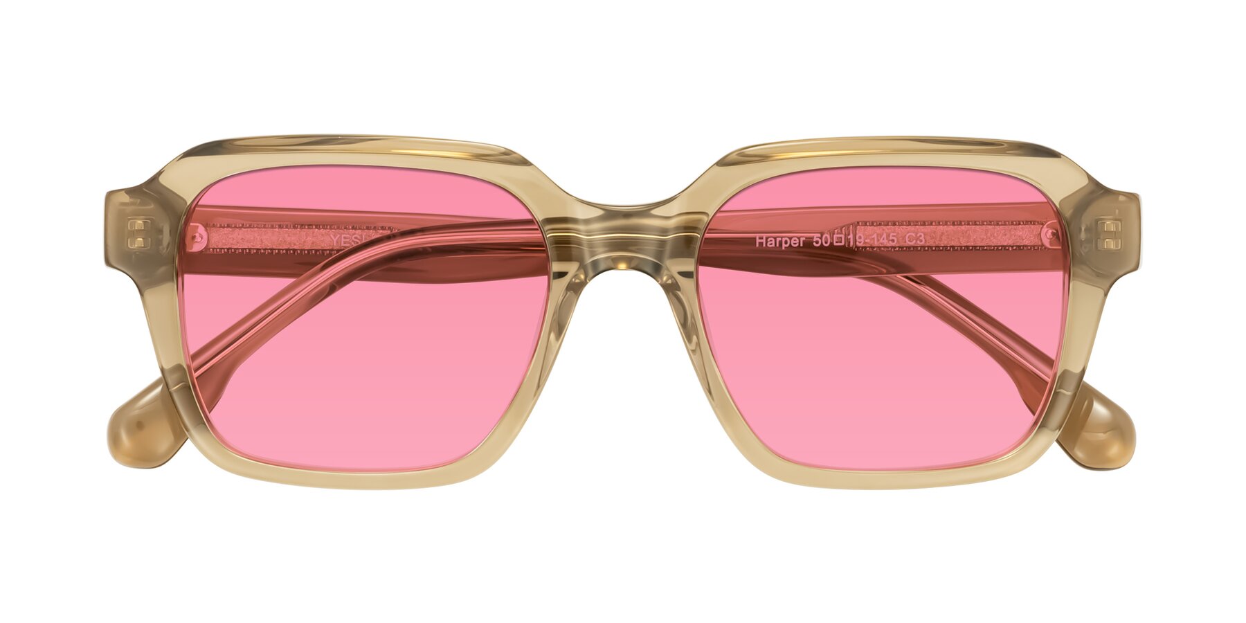 Folded Front of Harper in Champagne with Pink Tinted Lenses