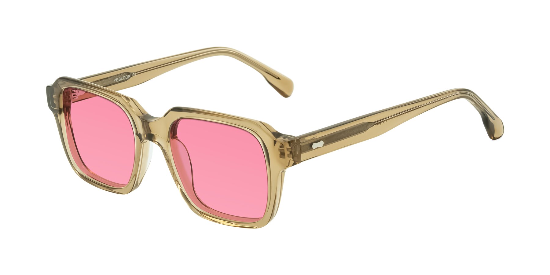 Angle of Harper in Champagne with Pink Tinted Lenses
