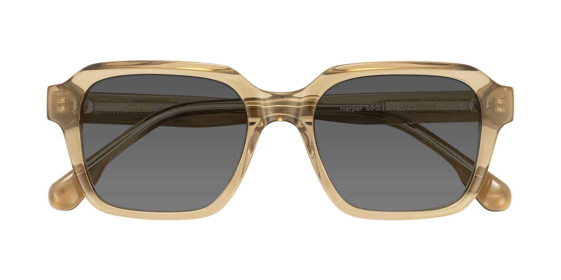 Folded Front of Harper in Champagne with Medium Gray Tinted Lenses