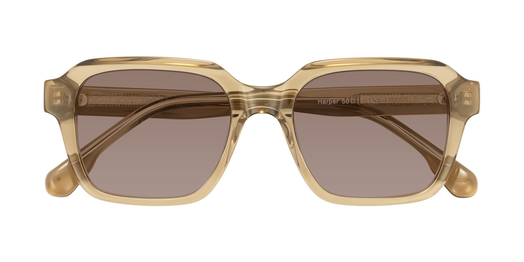 Folded Front of Harper in Champagne with Medium Brown Tinted Lenses