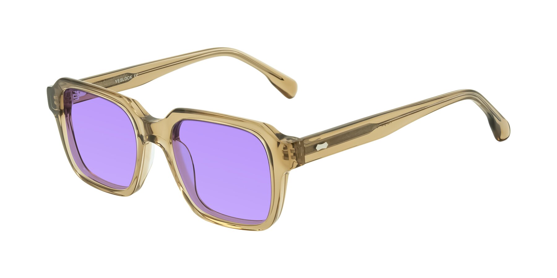 Angle of Harper in Champagne with Medium Purple Tinted Lenses