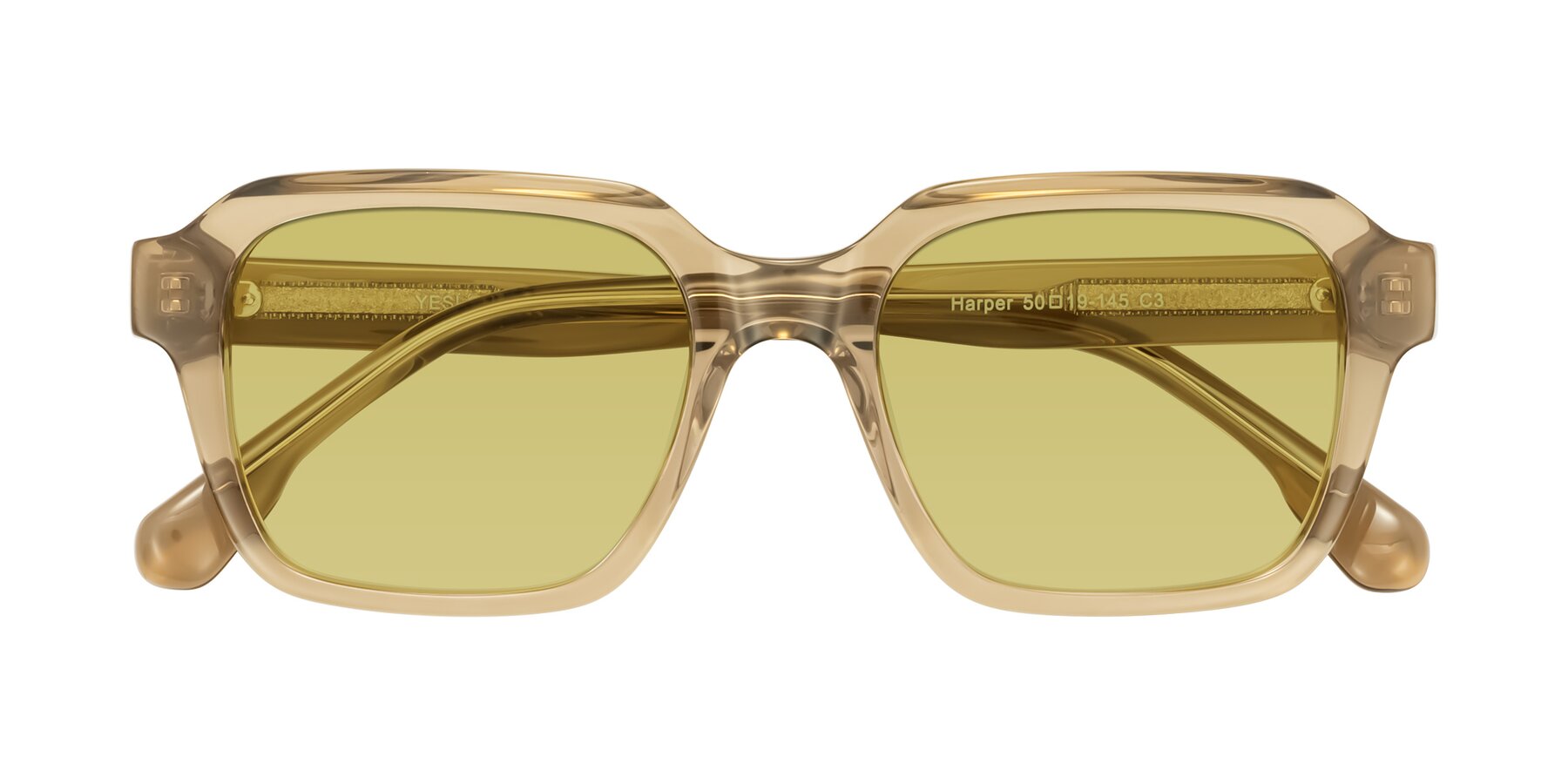 Folded Front of Harper in Champagne with Medium Champagne Tinted Lenses