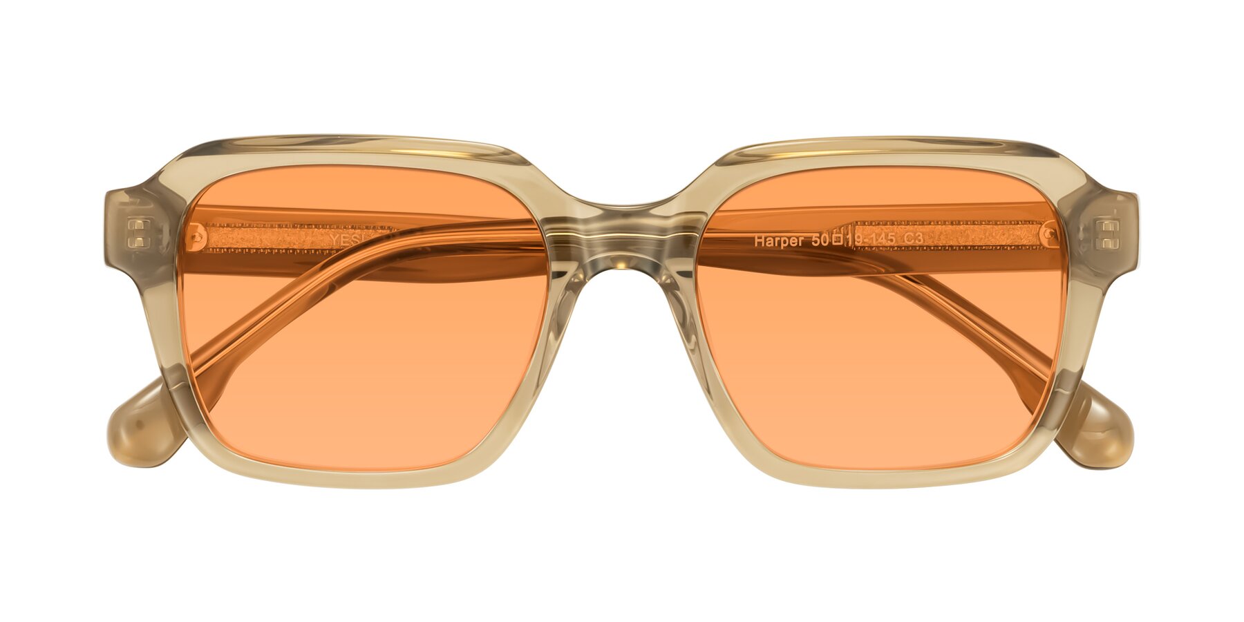 Folded Front of Harper in Champagne with Medium Orange Tinted Lenses