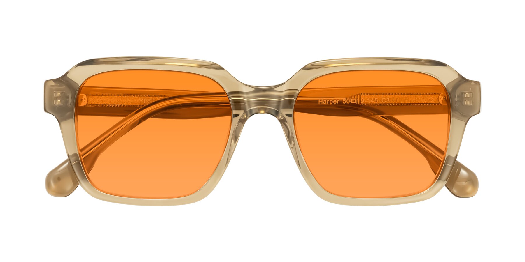 Folded Front of Harper in Champagne with Orange Tinted Lenses