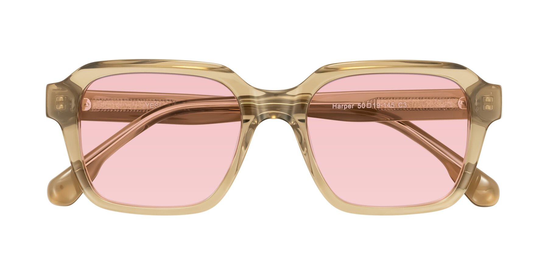 Folded Front of Harper in Champagne with Light Garnet Tinted Lenses