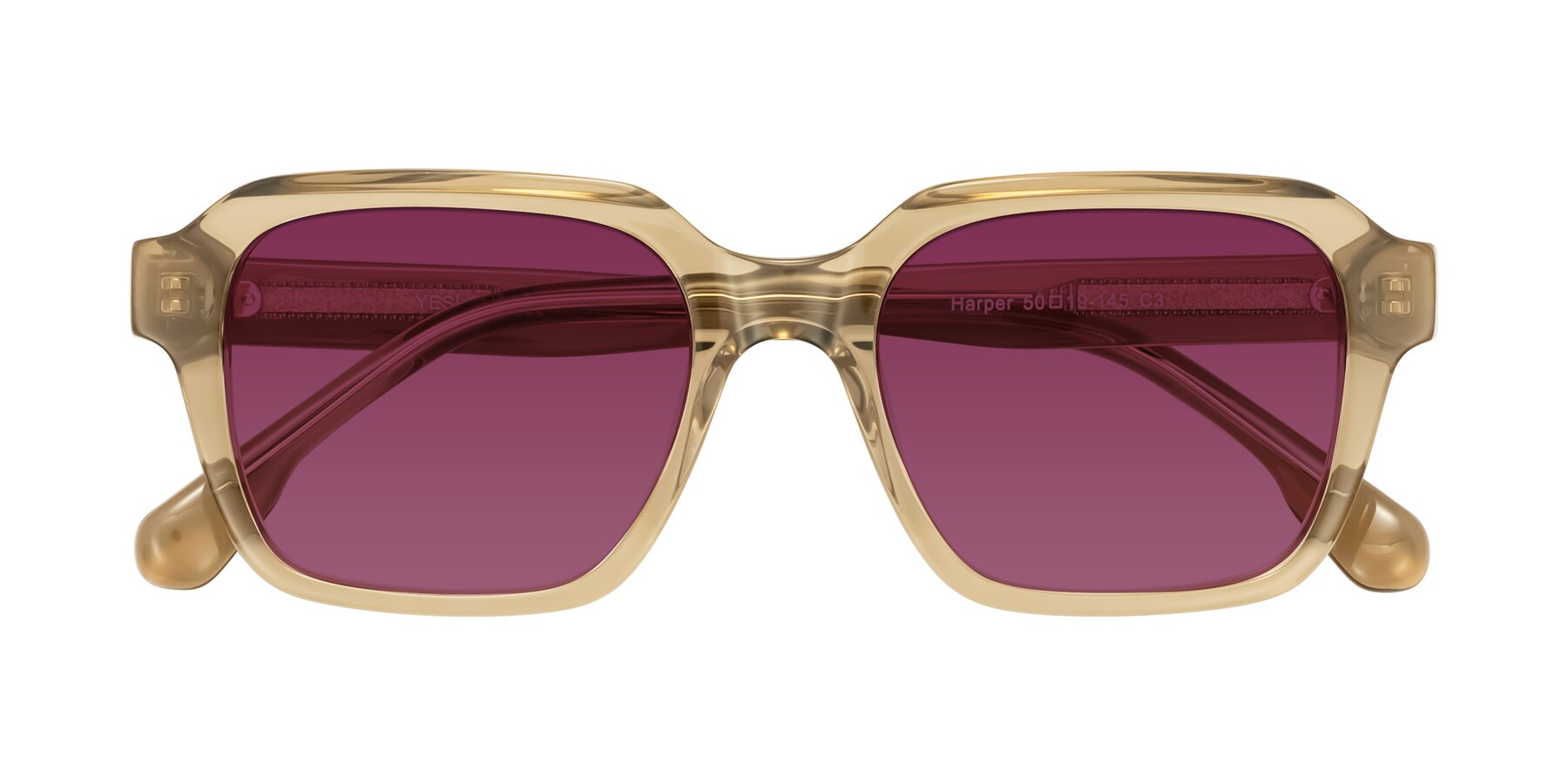 Folded Front of Harper in Champagne with Wine Tinted Lenses