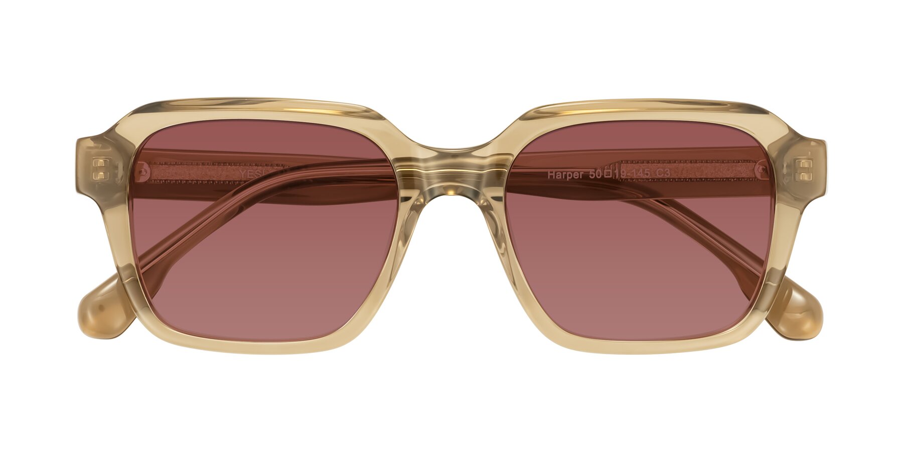 Folded Front of Harper in Champagne with Garnet Tinted Lenses