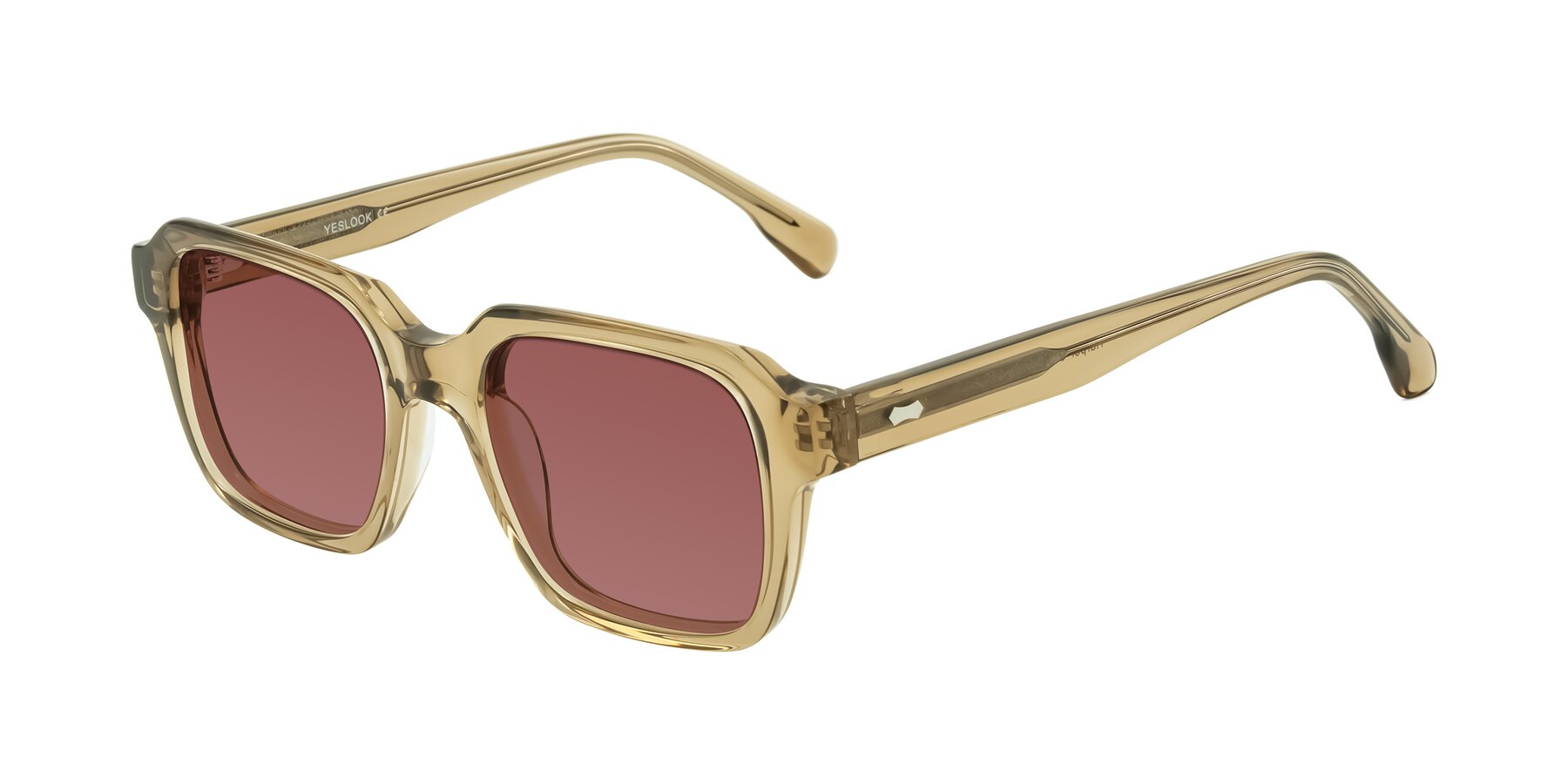 Angle of Harper in Champagne with Garnet Tinted Lenses