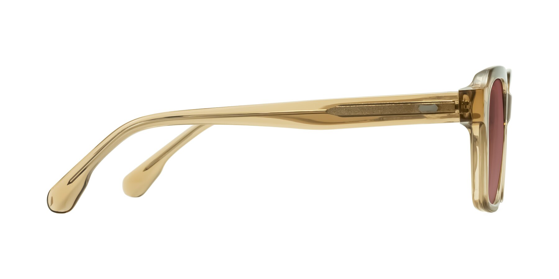 Side of Harper in Champagne with Garnet Tinted Lenses