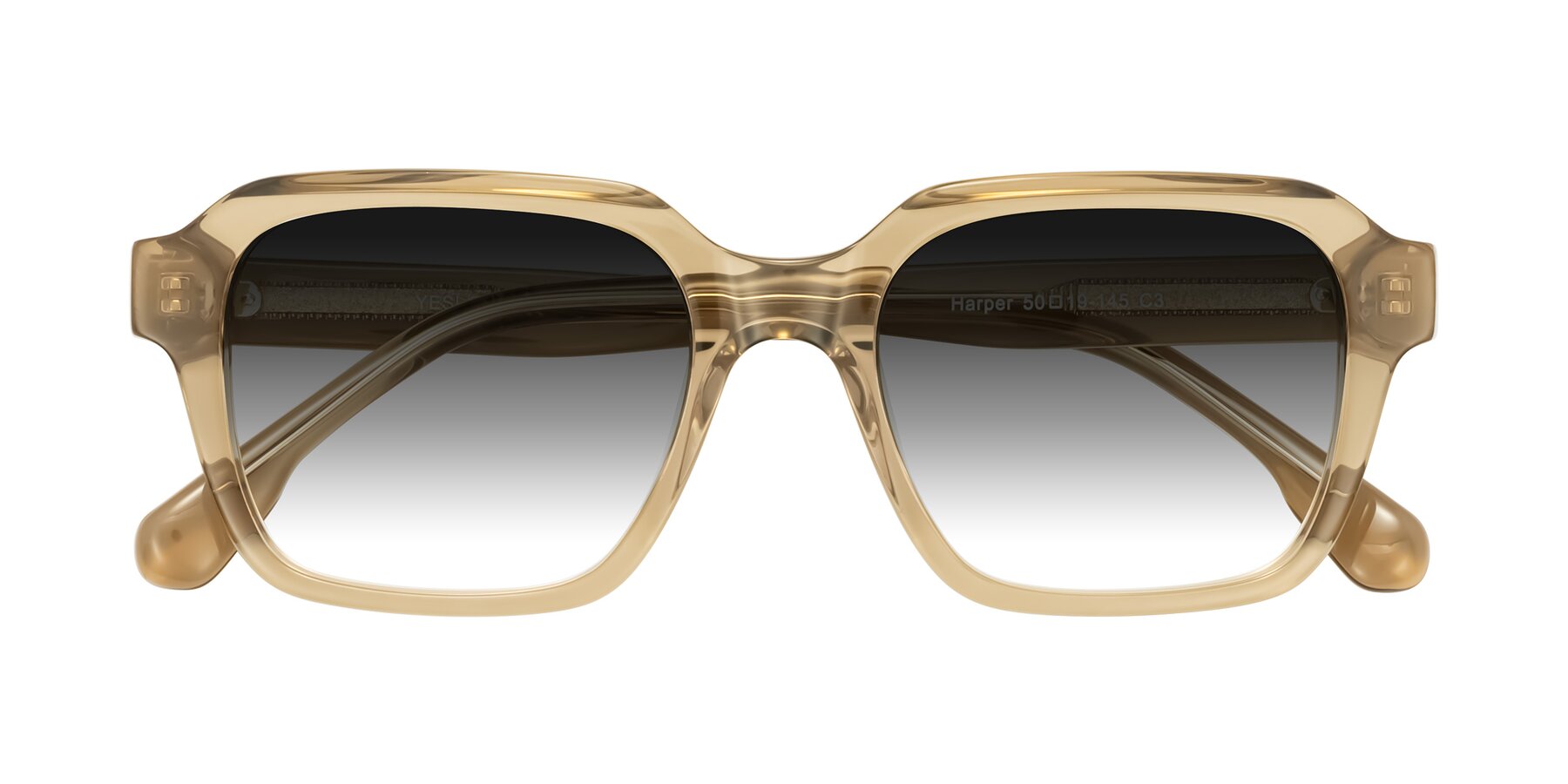 Folded Front of Harper in Champagne with Gray Gradient Lenses