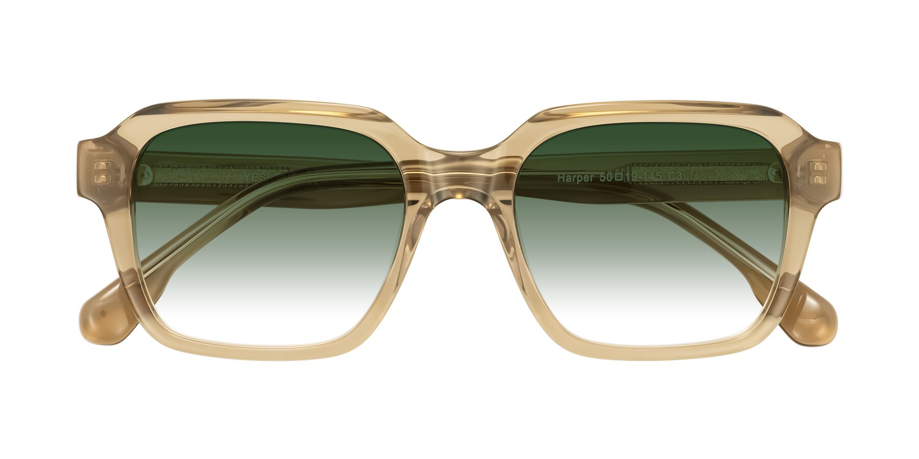 Folded Front of Harper in Champagne with Green Gradient Lenses