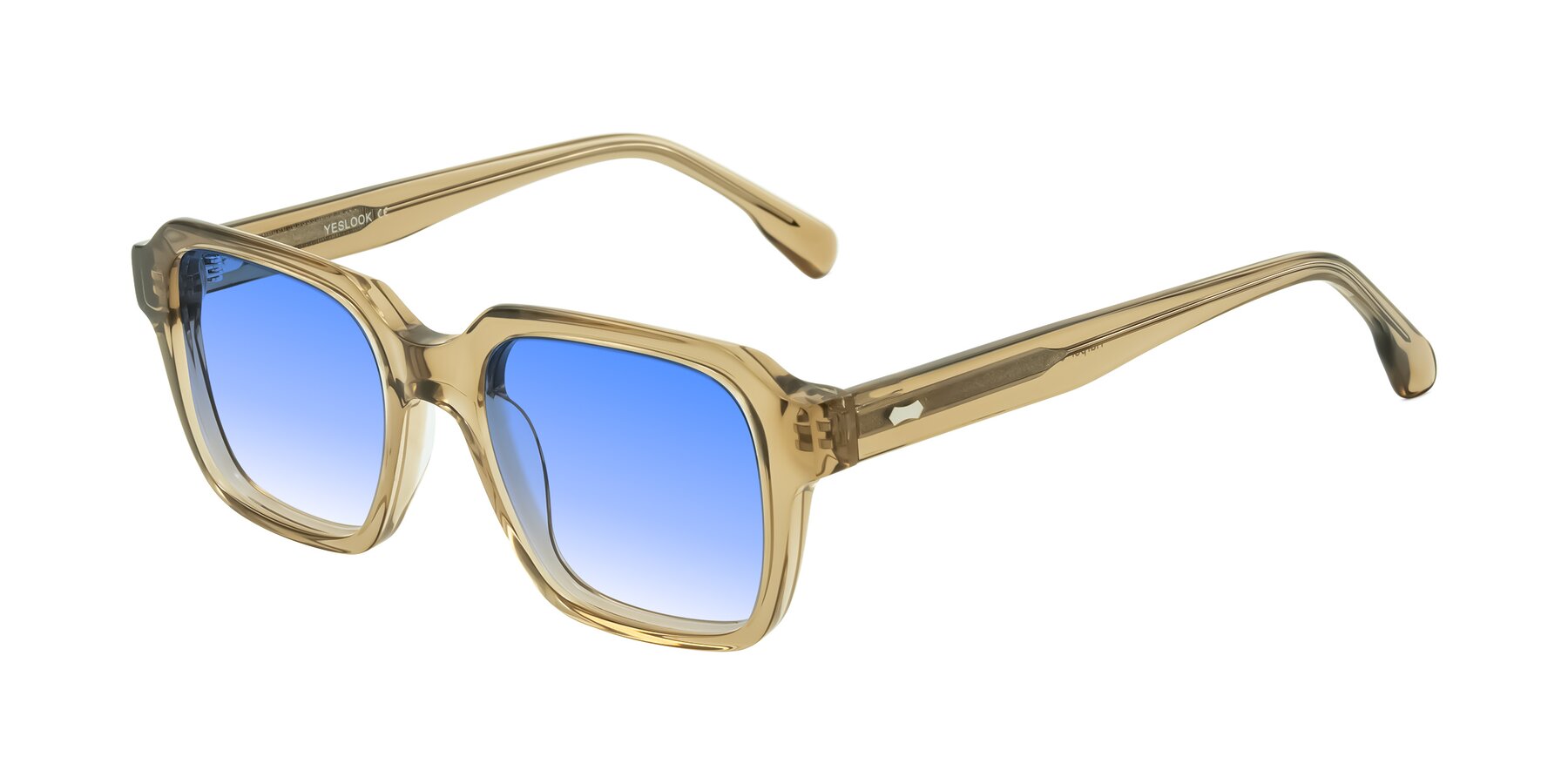 Angle of Harper in Champagne with Blue Gradient Lenses