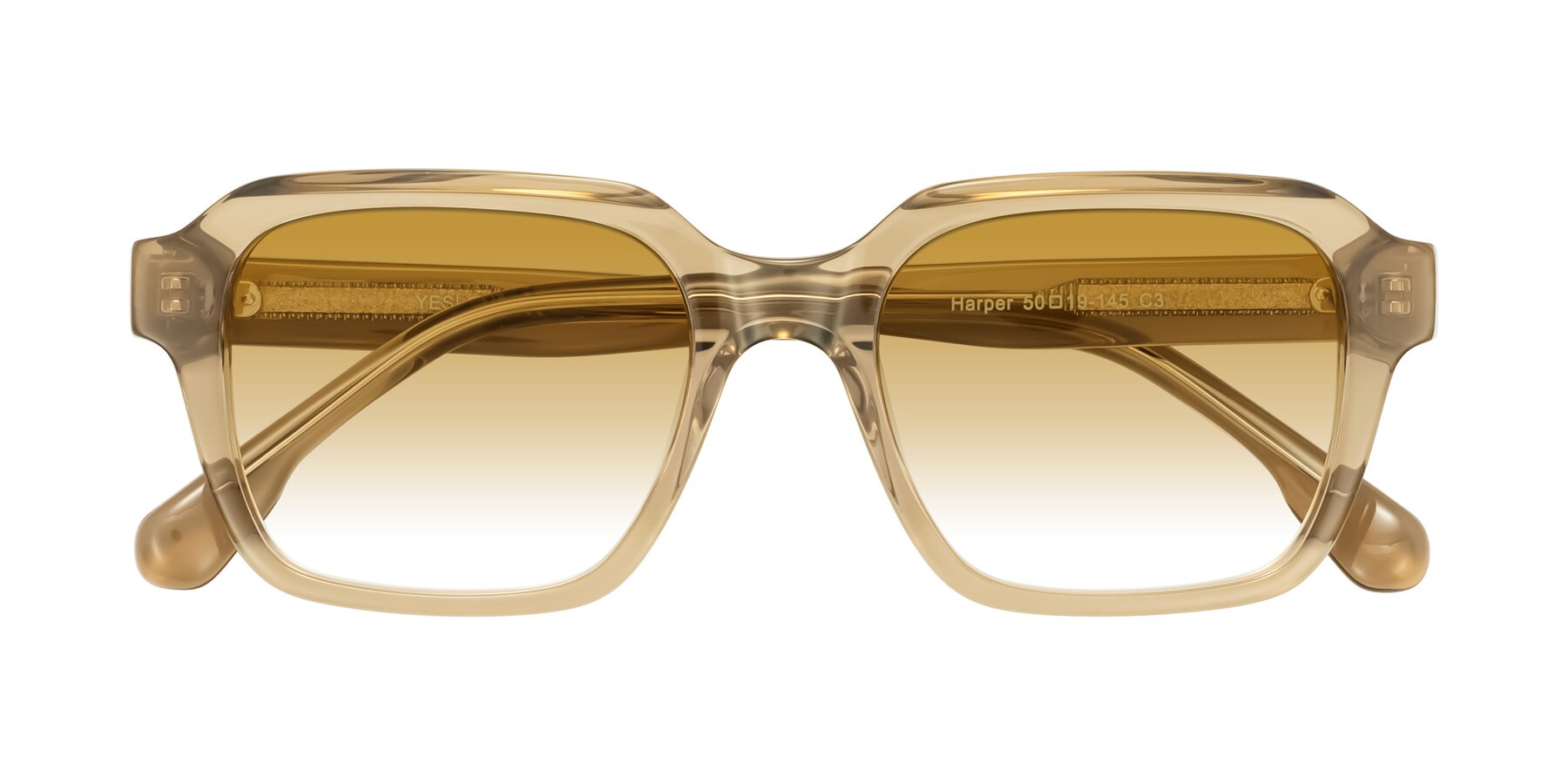 Folded Front of Harper in Champagne with Champagne Gradient Lenses