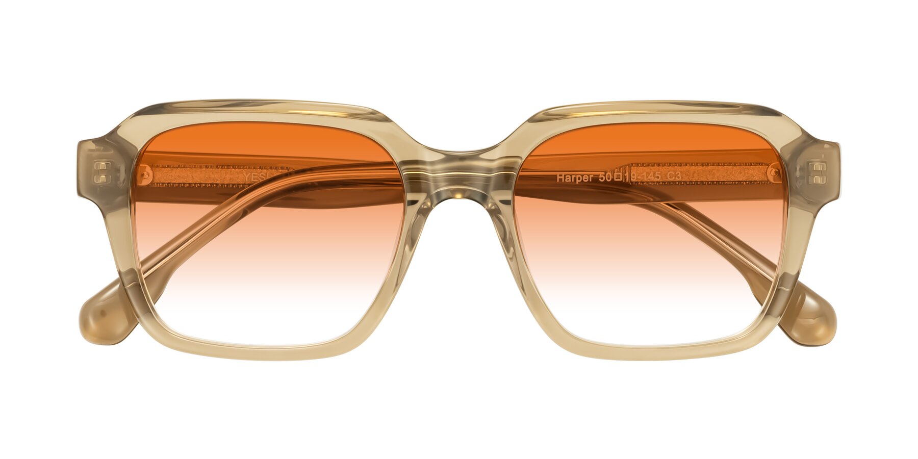 Folded Front of Harper in Champagne with Orange Gradient Lenses