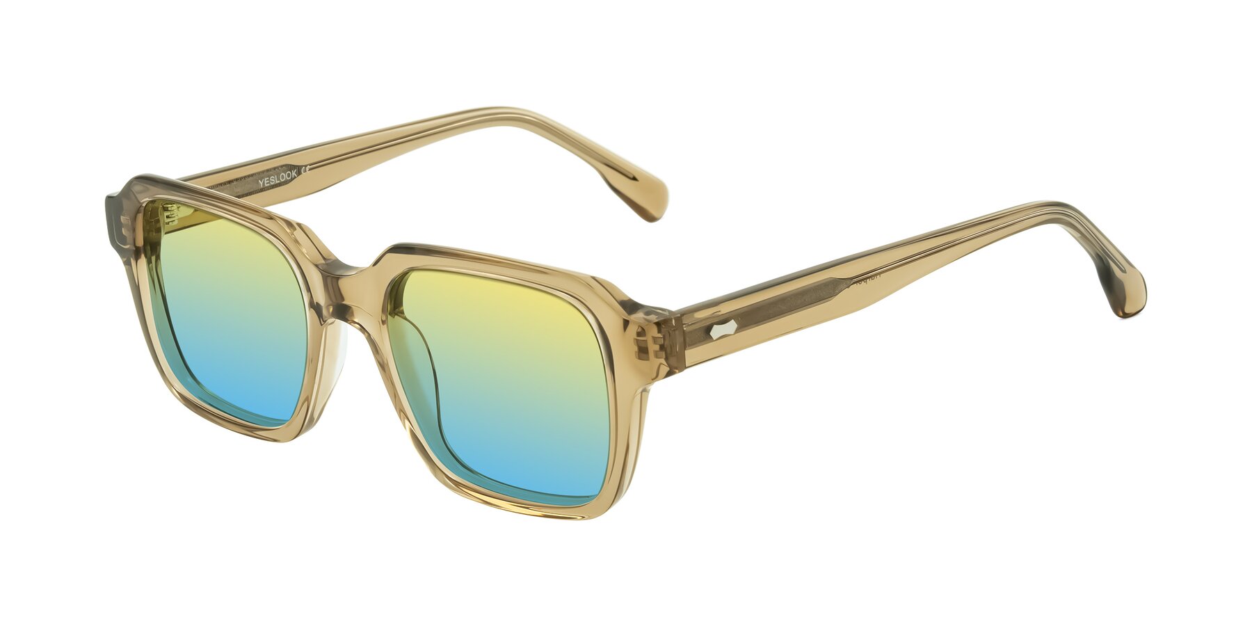 Angle of Harper in Champagne with Yellow / Blue Gradient Lenses