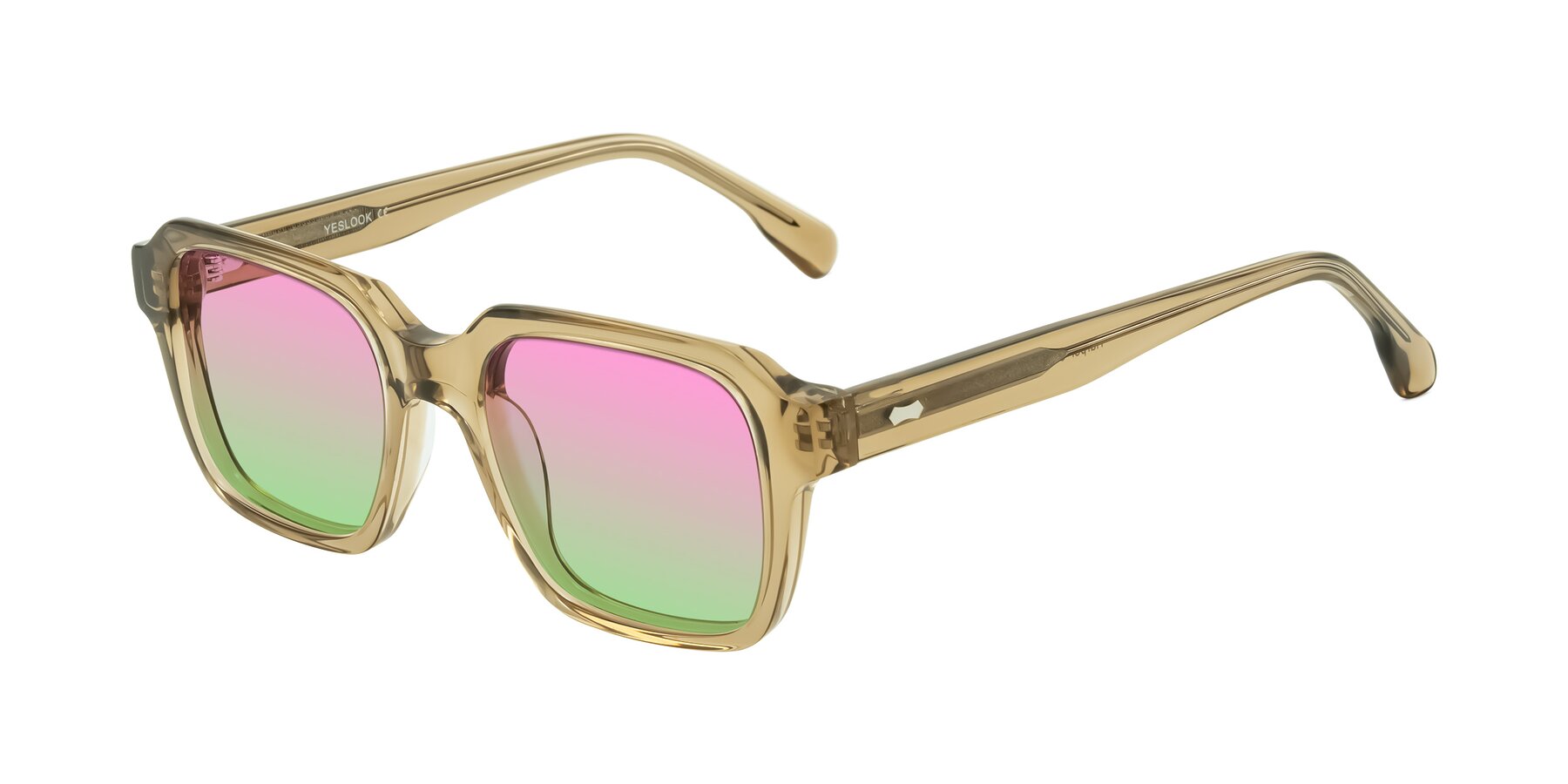Angle of Harper in Champagne with Pink / Green Gradient Lenses