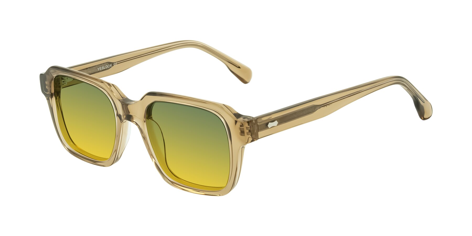 Angle of Harper in Champagne with Green / Yellow Gradient Lenses