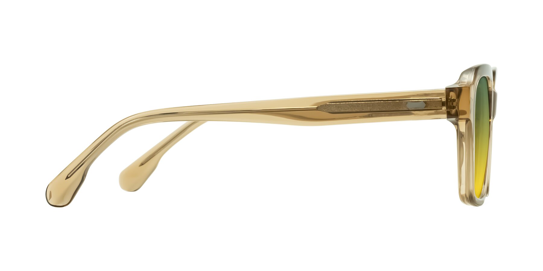 Side of Harper in Champagne with Green / Yellow Gradient Lenses