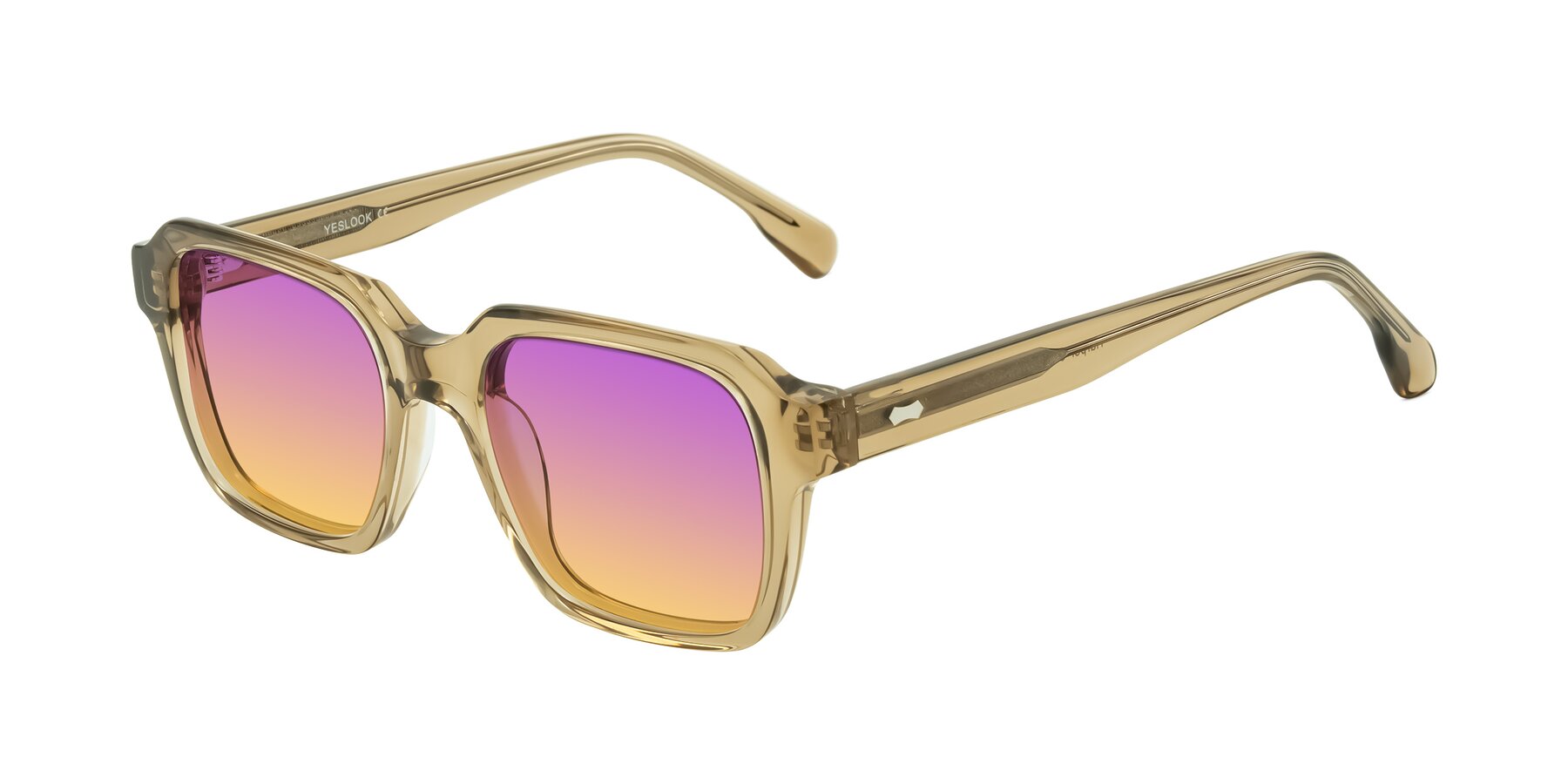 Angle of Harper in Champagne with Purple / Yellow Gradient Lenses