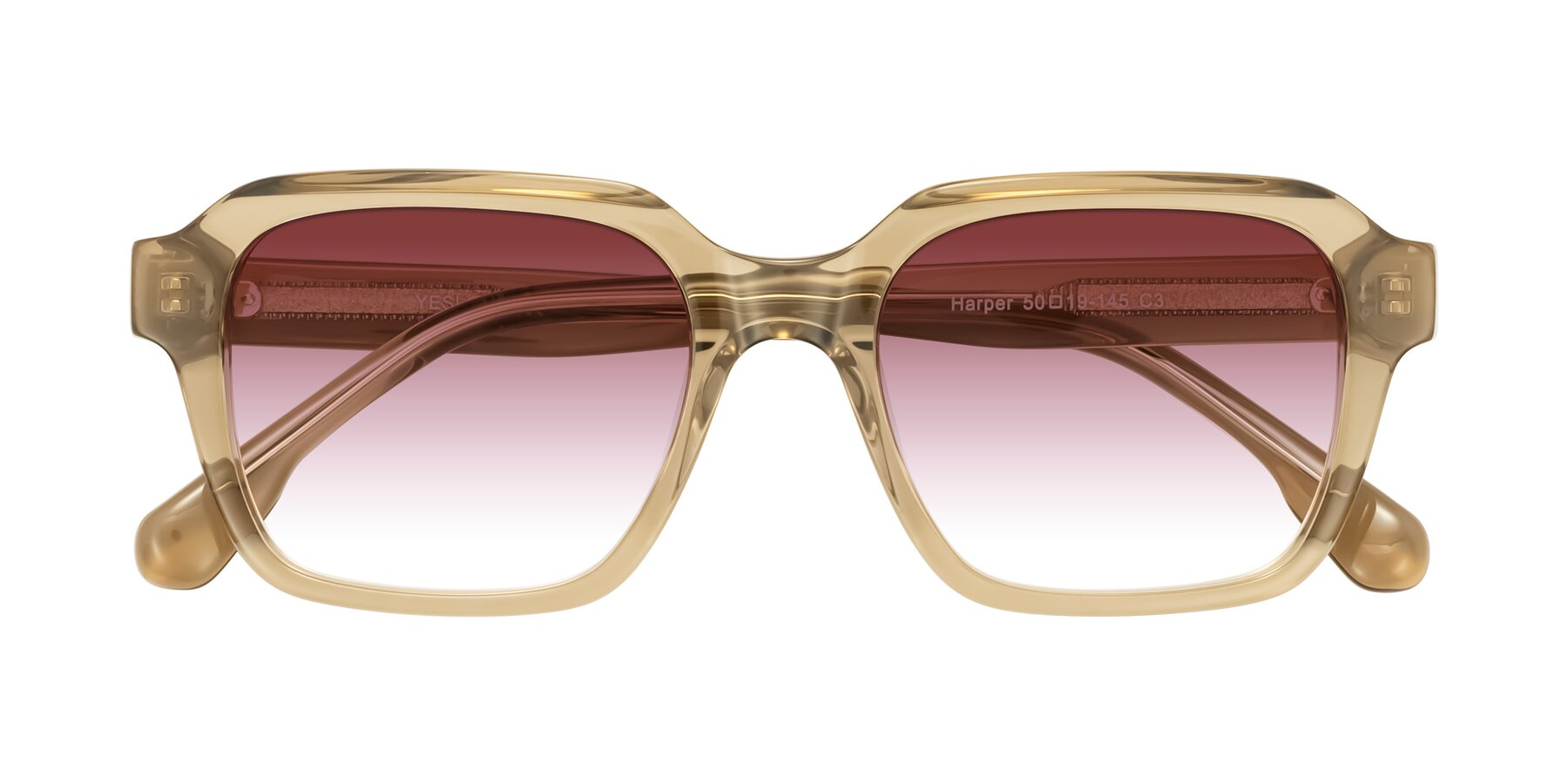 Folded Front of Harper in Champagne with Garnet Gradient Lenses