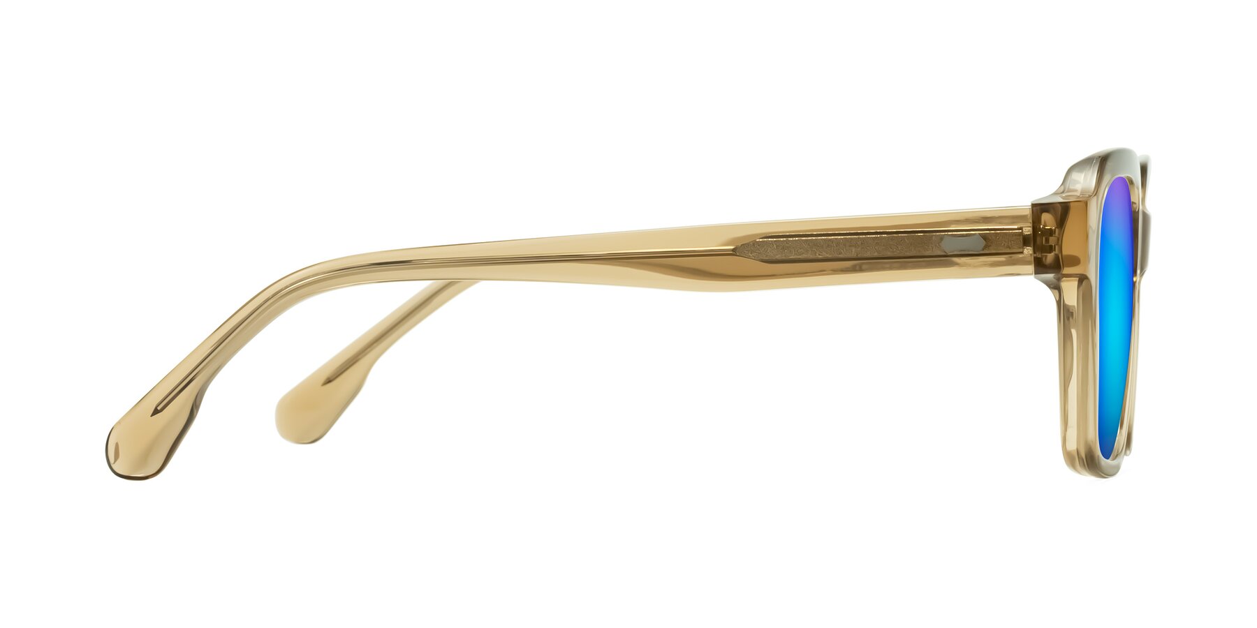 Side of Harper in Champagne with Blue Mirrored Lenses