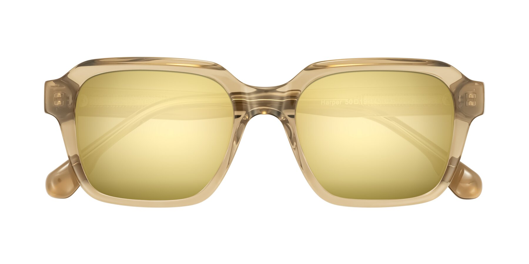 Folded Front of Harper in Champagne with Gold Mirrored Lenses