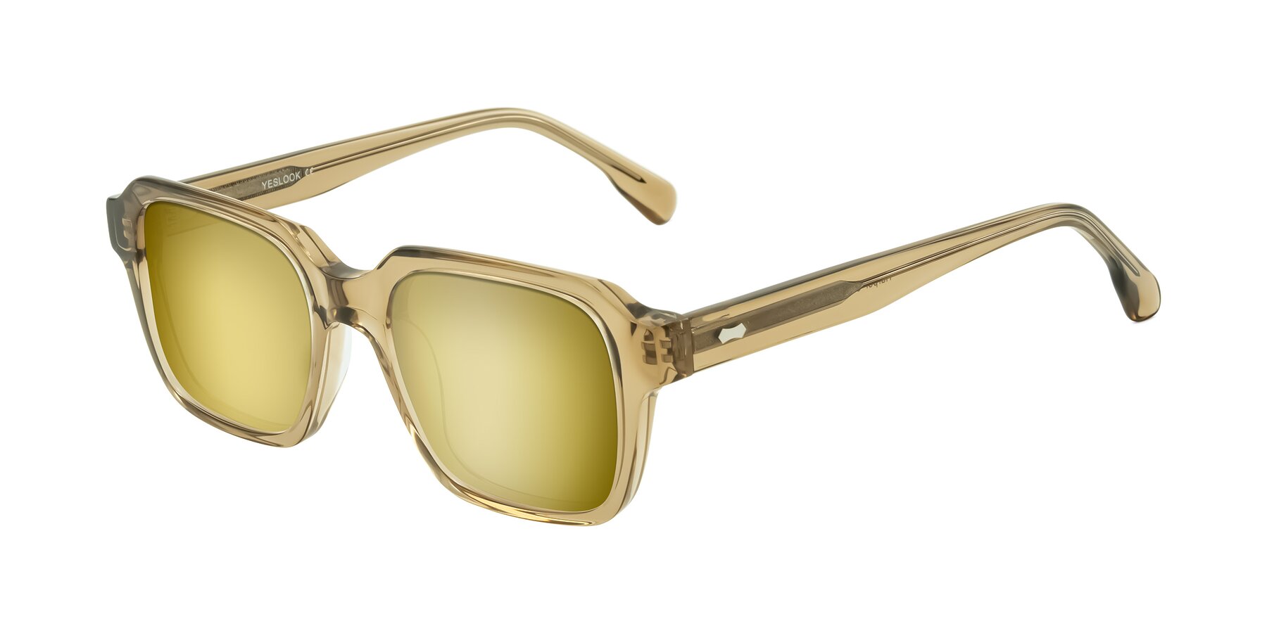 Angle of Harper in Champagne with Gold Mirrored Lenses