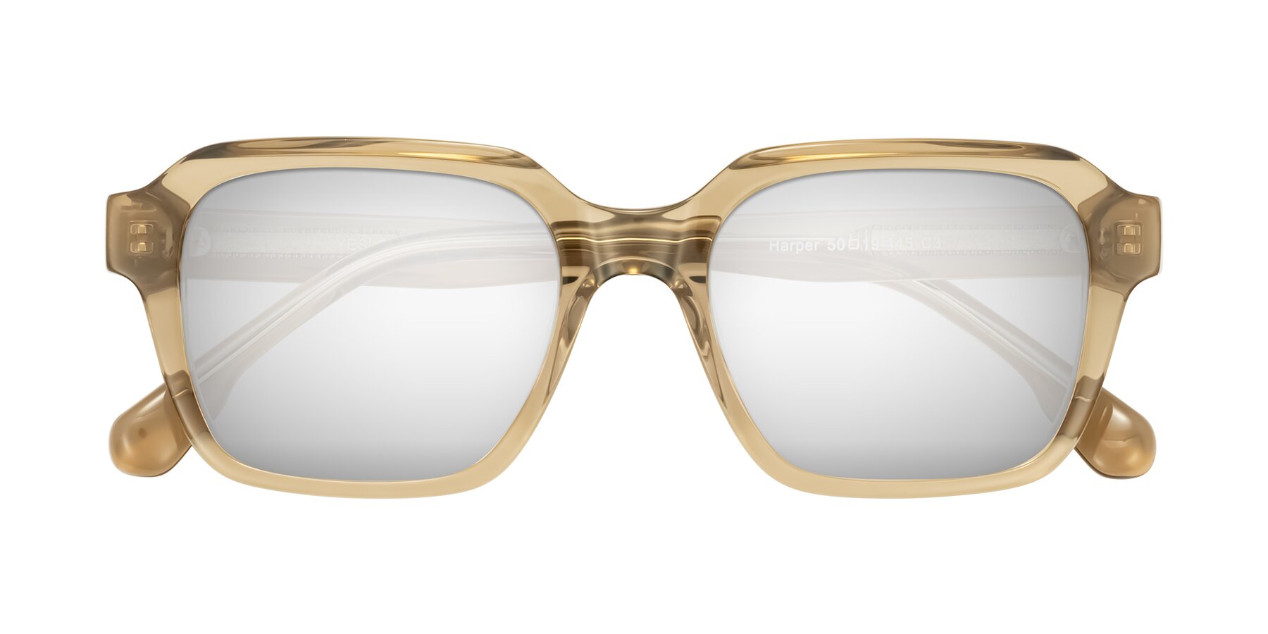 Folded Front of Harper in Champagne with Silver Mirrored Lenses