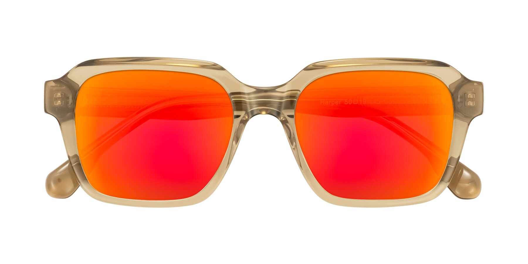 Folded Front of Harper in Champagne with Red Gold Mirrored Lenses