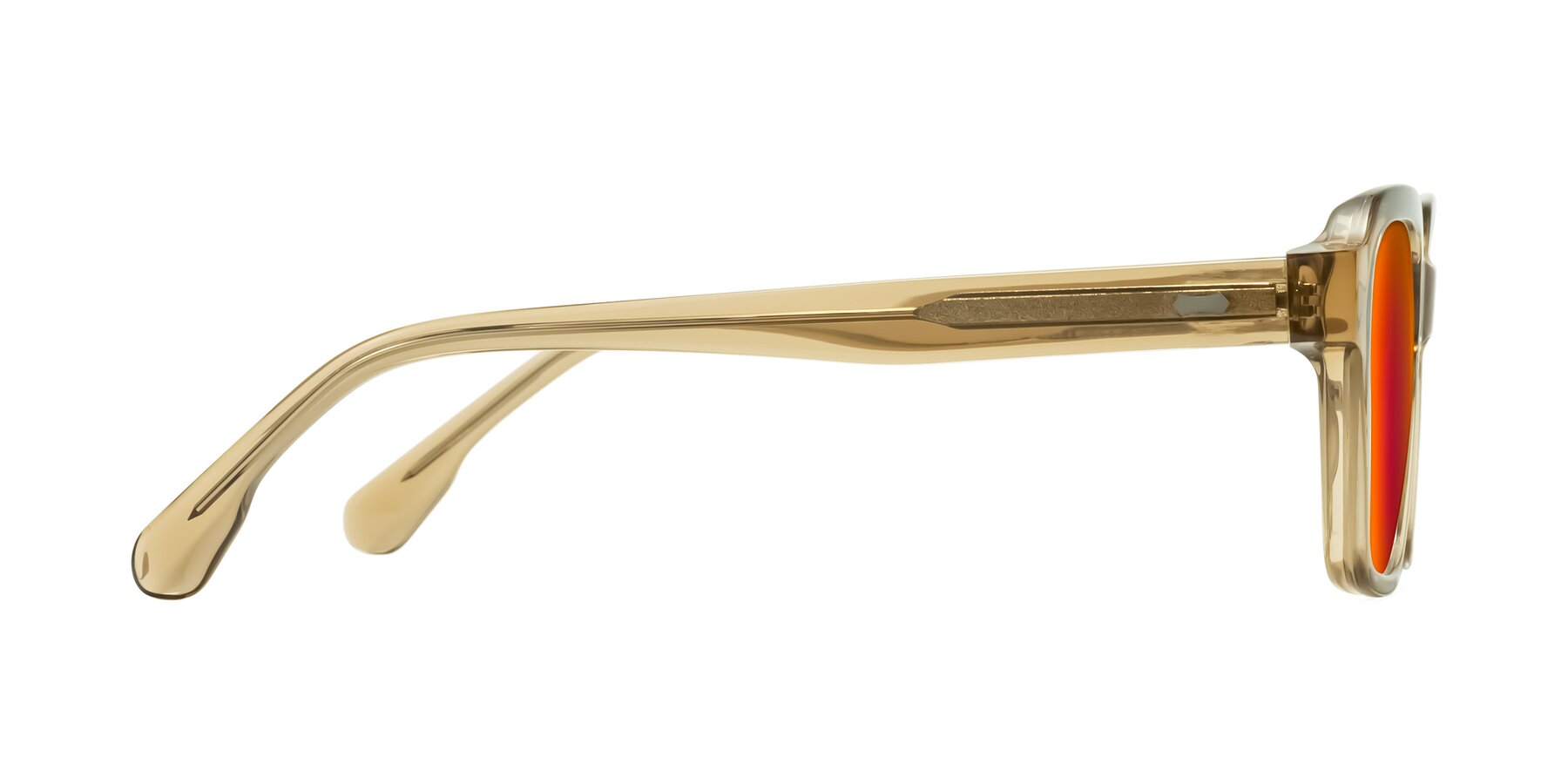 Side of Harper in Champagne with Red Gold Mirrored Lenses