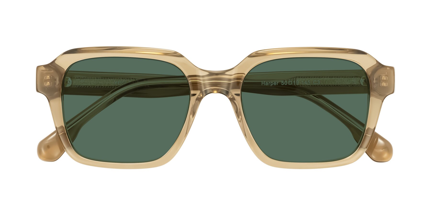 Folded Front of Harper in Champagne with Green Polarized Lenses