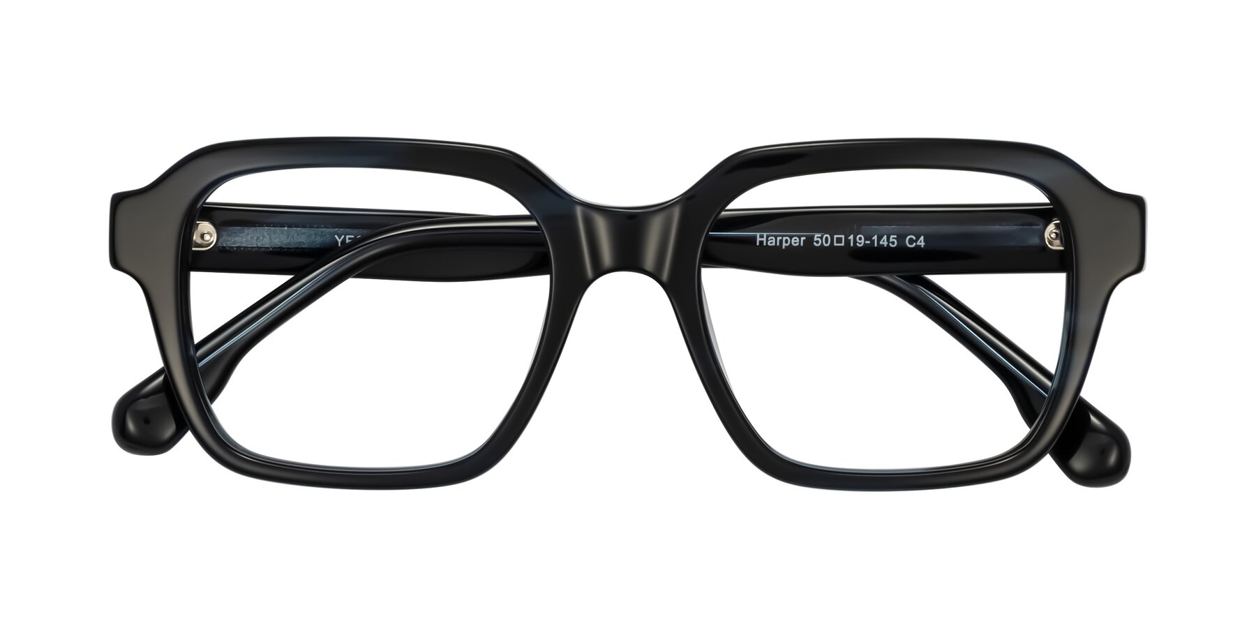 Folded Front of Harper in Dark Blue Striped with Clear Reading Eyeglass Lenses
