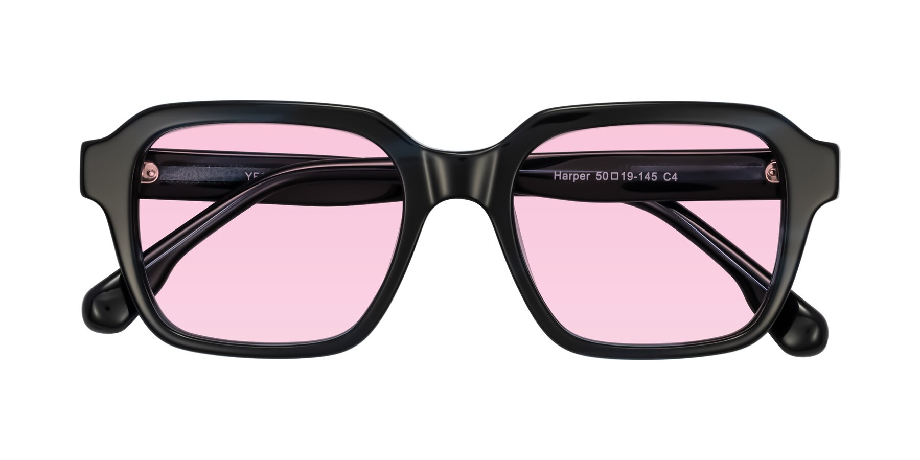 Folded Front of Harper in Dark Blue Striped with Light Pink Tinted Lenses