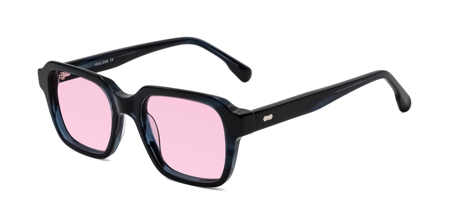 Angle of Harper in Dark Blue Striped with Light Pink Tinted Lenses