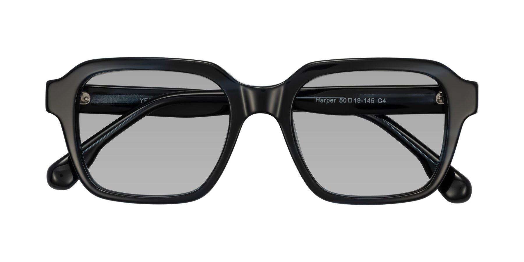 Folded Front of Harper in Dark Blue Striped with Light Gray Tinted Lenses